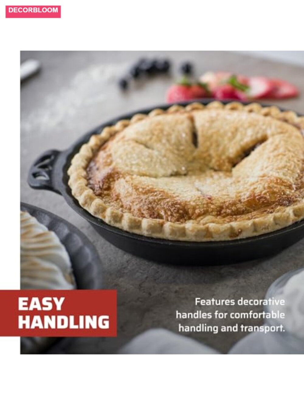 Camp Chef Cast Iron Pie Pan 10 inch Pre-Seasoned for Perfect Baking - Picture 4 of 5